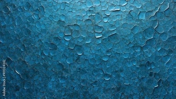 Fototapeta Close-up of an aged blue crackle texture artwork, representing time's passage and creating a stunning visual impact.