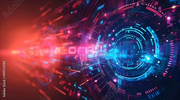 Fototapeta Abstract technology background Hitech communication concept innovation background. Generative Ai.