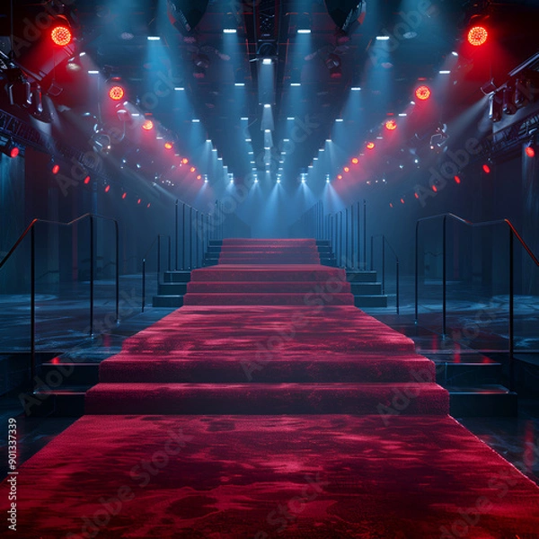 Fototapeta red carpet on stage with spotlight background