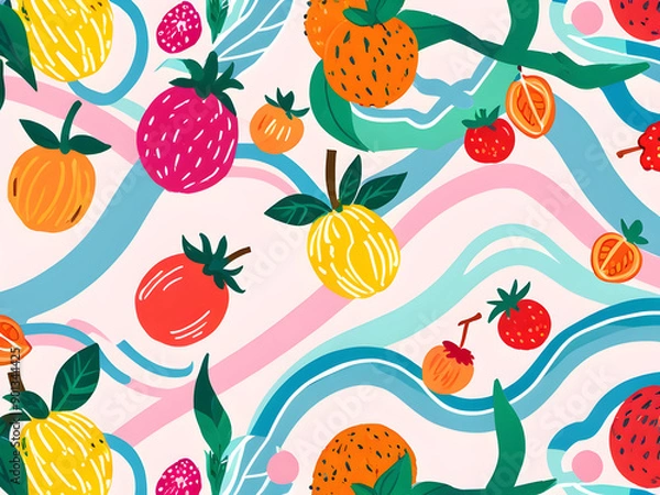 Fototapeta seamless pattern with fruits,Ai generated 