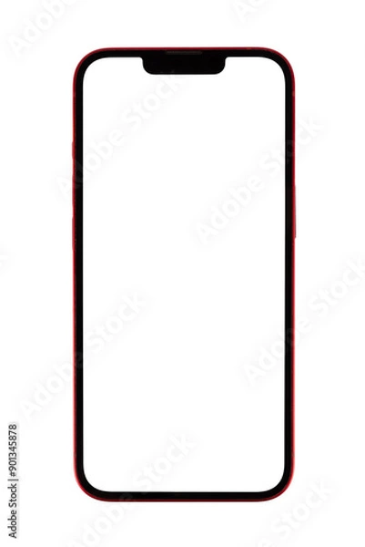 Fototapeta Smartphone mockup blank screen red border white background