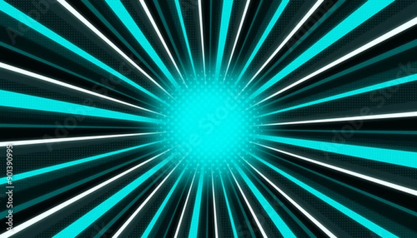 Fototapeta Abstract glowing light blue space futuristic halftone modern retro pattern with halftones for template, cover, banner, poster, background