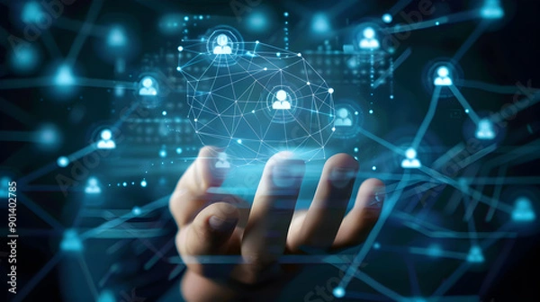 Obraz Digital integration, technology and seamless processes for businesses platforms. Generative Ai.