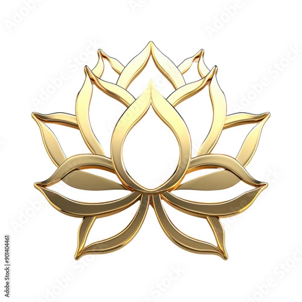 Fototapeta Intricate gold lotus flower symbol representing purity and enlightenment, ideal for yoga, meditation, and spiritual designs.