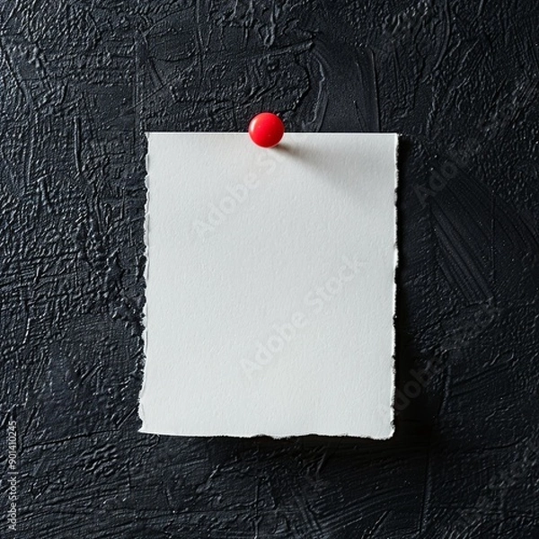 Fototapeta Blank white note paper pin on a dark black background. Generated Ai