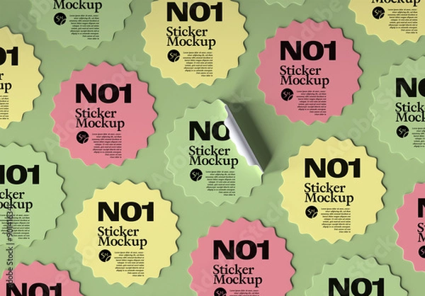 Fototapeta Set of Abstract Stickers Pattern Mockup