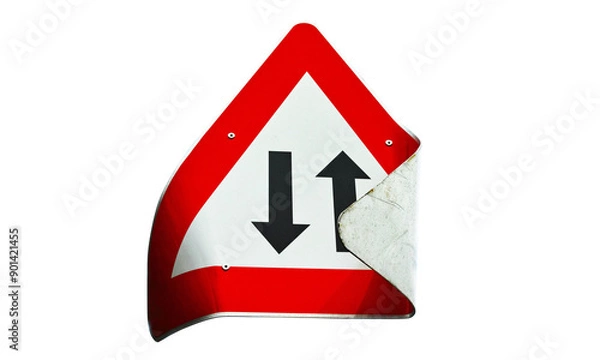Obraz Road sign, old sign, broken highway direction indicator