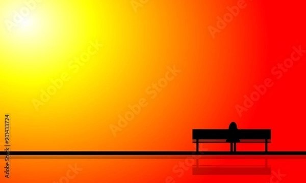 Obraz a man sitting on a bench, a silhouette of life