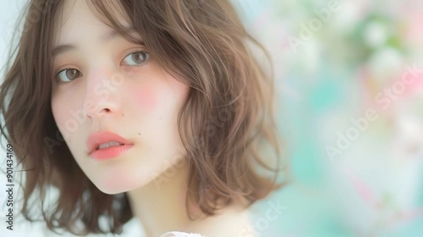 Obraz ブログやホームページに使える清楚で美しい女性と背景