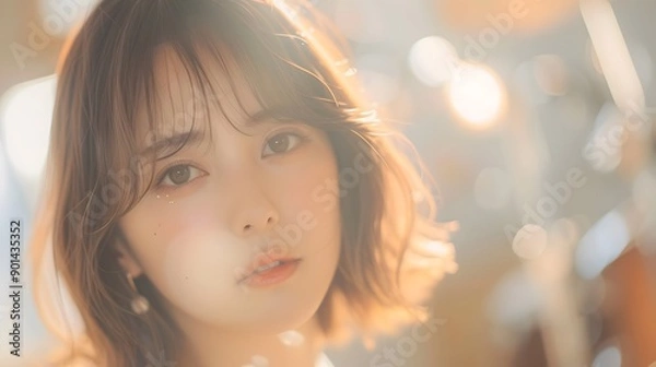 Obraz ブログやホームページに使える清楚で美しい女性と背景