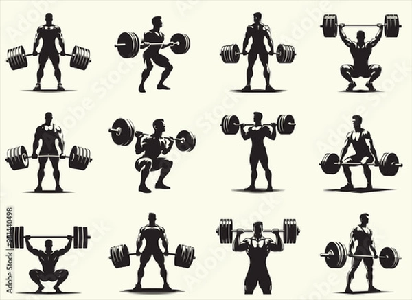 Obraz Weight lifter Silhouette Vector Illustration