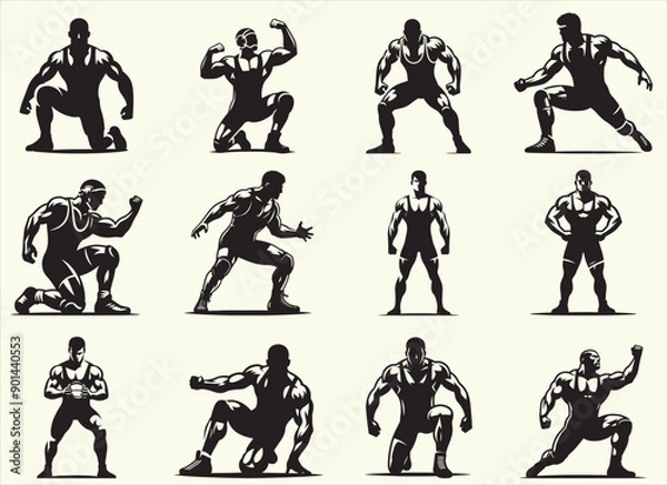 Obraz Wrestler Silhouette Vector Illustration