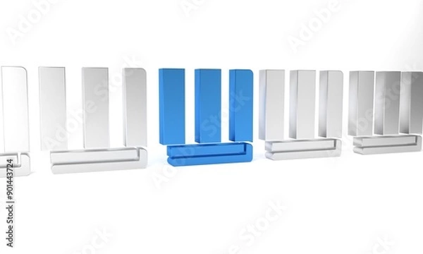 Fototapeta Blue Towel stack icon isolated on white background. Minimalism concept. 3D render illustration