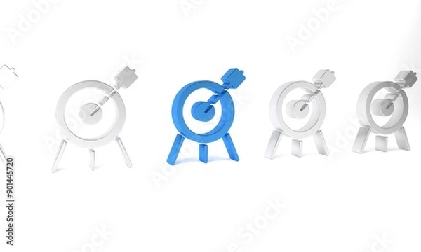 Fototapeta Blue Target sport icon isolated on white background. Clean target with numbers for shooting range or shooting. Minimalism concept. 3D render illustration