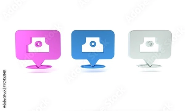 Fototapeta Colorful Spray can nozzle cap icon isolated on white background. Minimalism concept. 3D render illustration