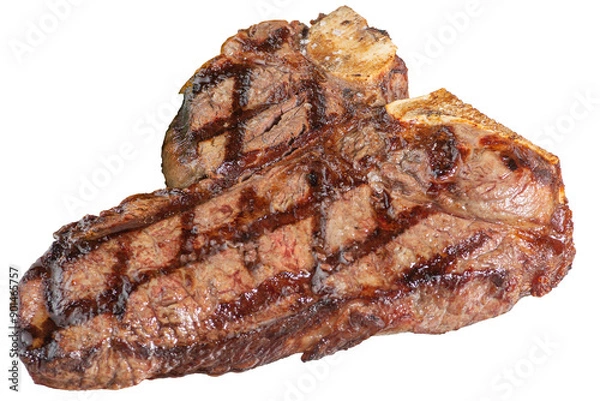 Fototapeta T-bone steak grilled with fried strips
