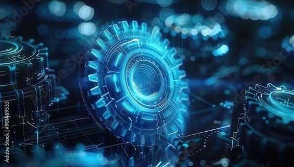 Fototapeta Futuristic Gears and Mechanisms