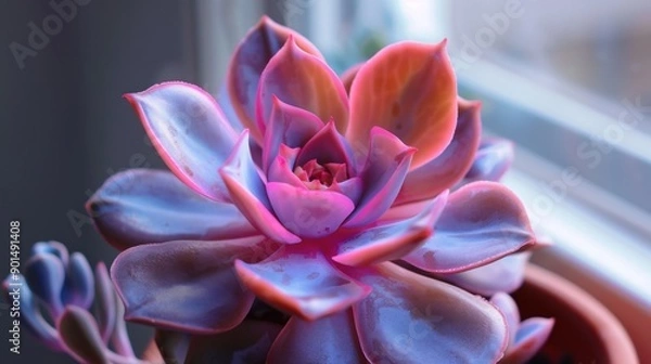 Fototapeta Succulent: Thick, fleshy plants that store water in their tissues, perfect for drought-prone areas, featuring a variety of intriguing forms and hues.
