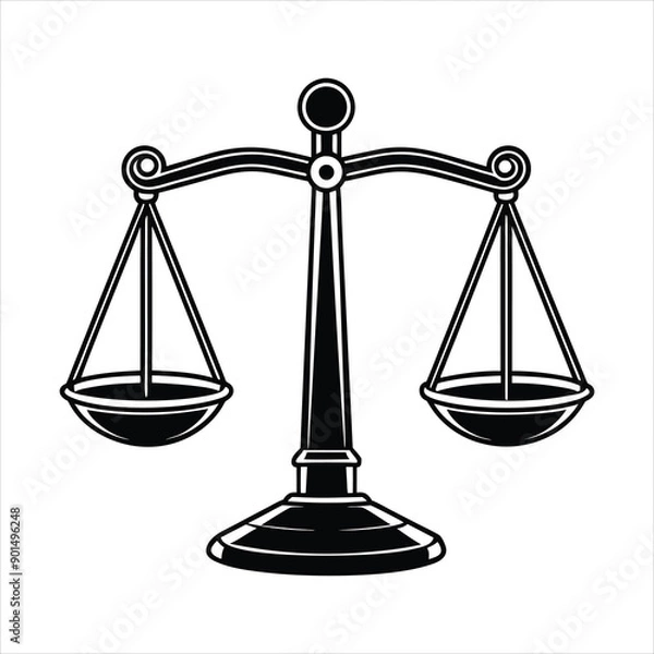 Fototapeta A balanced scale black vector