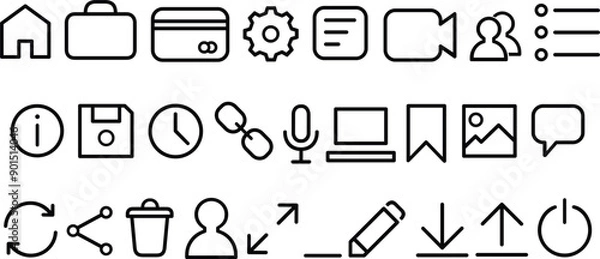 Fototapeta icon set, icon, icons, vector, symbol, set, web, sign, internet, business, design, button, music, illustration, arrow, mail, computer, collection, chart, media, element