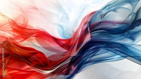 Obraz Dynamic Flow of Red and Blue Waves in a Soft Abstract Design