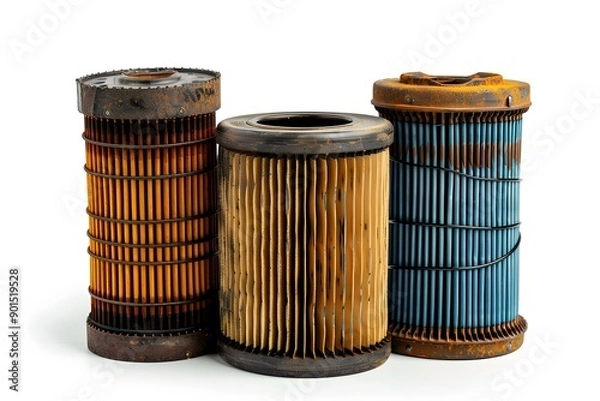 Obraz Vintage Oil Filters Displayed in a Row
