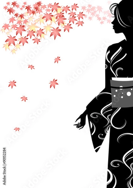 Fototapeta 着物　女性　シルエット