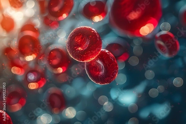Obraz Stunning Visualization of Red Blood Cells in Motion