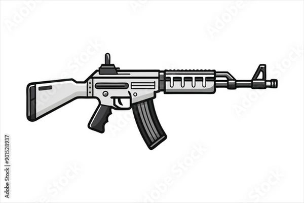 Fototapeta Assault Rifle lineal color mode art vector