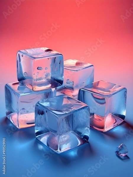 Fototapeta ice cubes with reflection