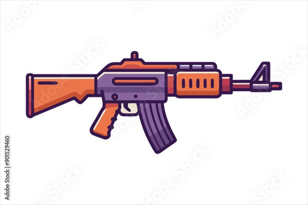 Fototapeta Assault Rifle lineal color mode art vector