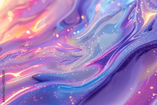 Fototapeta Liquid holographic shape. Colorful fluid design element. Holographic abstract design background.