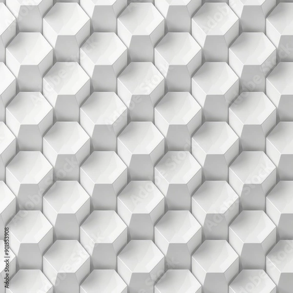 Fototapeta Abstract 3D hexagonal pattern with white geometric shapes. Modern design texture ideal for background, wallpaper, or architectural concept.