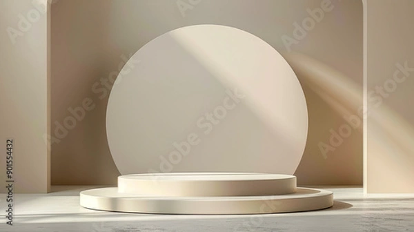 Fototapeta Product Display on Empty Podium with Beige Abstract Background for Advertising and Presentation