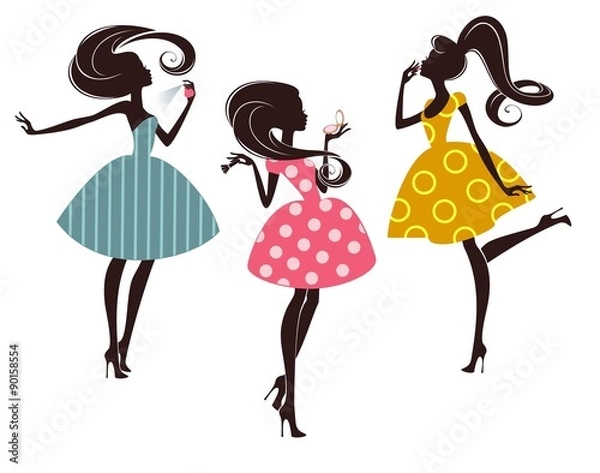 Obraz Три девушки в стиле ретро