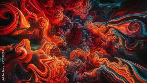 Fototapeta Psychedelic abstract wallpaper with swirling patterns and vibrant colors