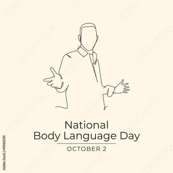 Fototapeta National Body Language Day vector design template good for celebration usage. National Body Language Day design. Continuous line drawing. eps 10.