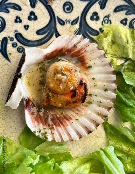 Obraz Comida del mar en concha.