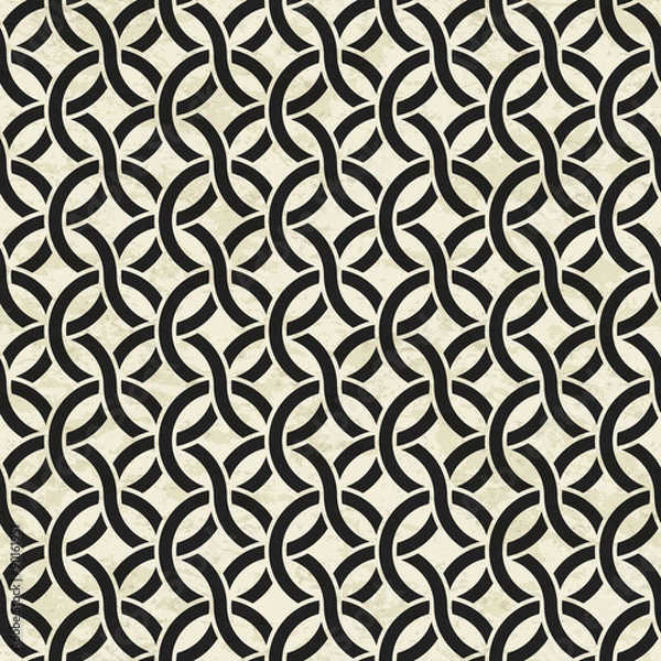 Fototapeta Abstract geometric interlaced pattern with textured background, seamless vector illustration