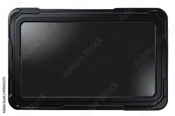 Fototapeta This image showcases a rugged black tablet with a sleek, robust design isolated in transparent background.