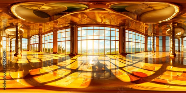 Obraz golden room 360 equirectangular hdri	