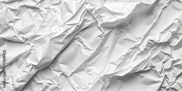 Obraz Seamless texture of crumpled white paper. Sheet of crumpled paper pattern for background, wallpaper and texture. Crumpled white paper abstract shape background with space paper for text