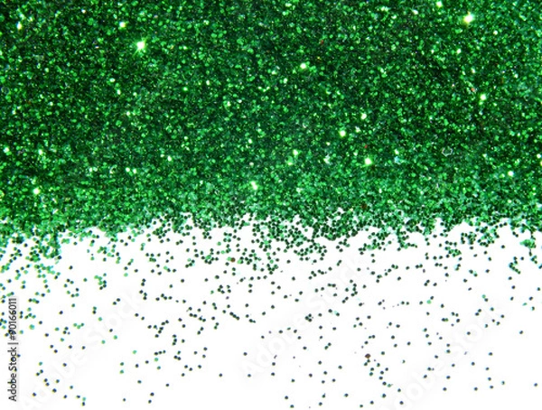 Obraz Zielony brokat blask na białym tle