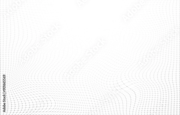 Fototapeta Elegant White background with gray perspective grid lines creating a square pattern