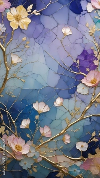 Fototapeta 魅惑的な花のモザイク
