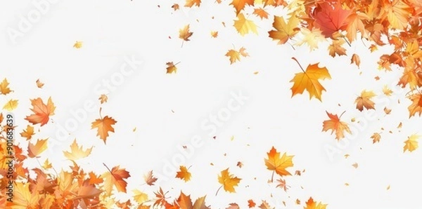 Fototapeta Fall Foliage. Vibrant autumn leaves on transparent background. High detailed wall art 020.
