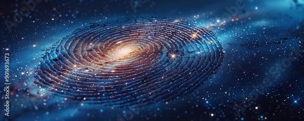 Fototapeta Fingerprint with galaxy and stars inside, fingerprint, cosmic identity