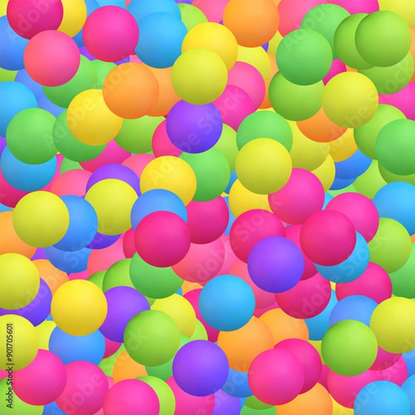 Obraz Scattered floating colored spheres on a vibrant background - 3D render. Eps 10