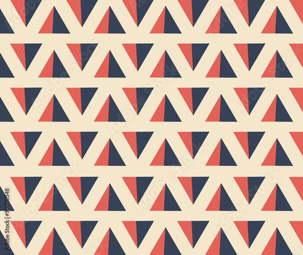 Fototapeta Geometric pattern in flat style illustration in red, dark blue and pastel colors