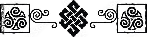 Obraz Celtic Tribal Spiral Header - Square Ends - Viking Knot